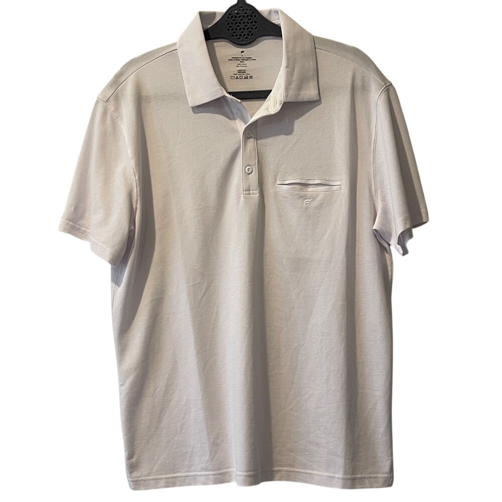 Fabletics Men's White Polo Shirt Medium NEW‎